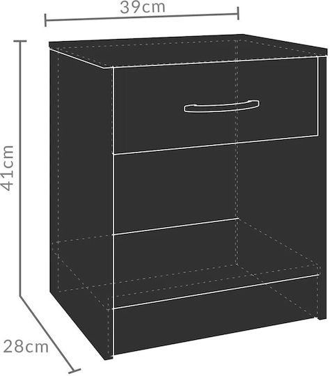 Noptiere Lemnoase Gri 2buc 41x39x28cm