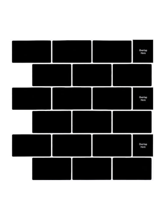 Hode Wandsticker Selbstklebende PVC Fliesen Schwarz 30,5x30,5 cm 10 Stück