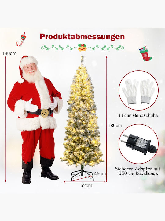 Weihnachtsbaum Schlank Beschneit 180cm mit LED-Beleuchtung Weiß