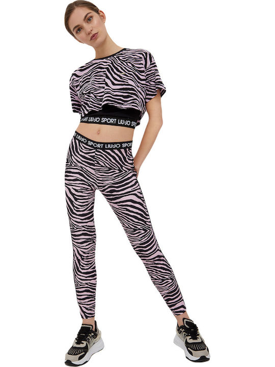 Women's Crop Top Cotton Short Sleeve Animal Print Black