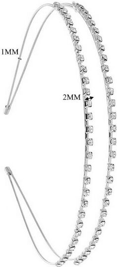 Bentiță Dublă Metalică cu Strass Argintie