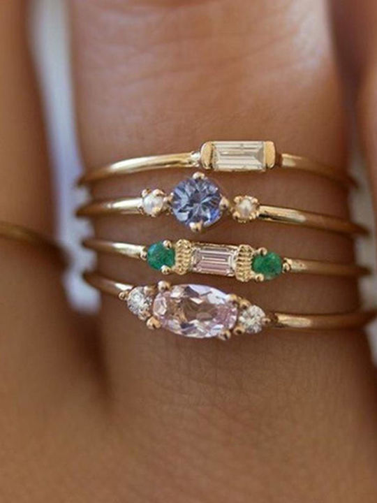 Set Damen Ringe mit Zirkonia