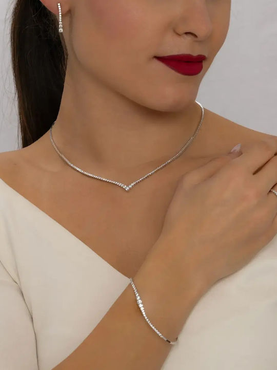 Set with Necklace , Earrings & Ring from Gold 14K with Stones