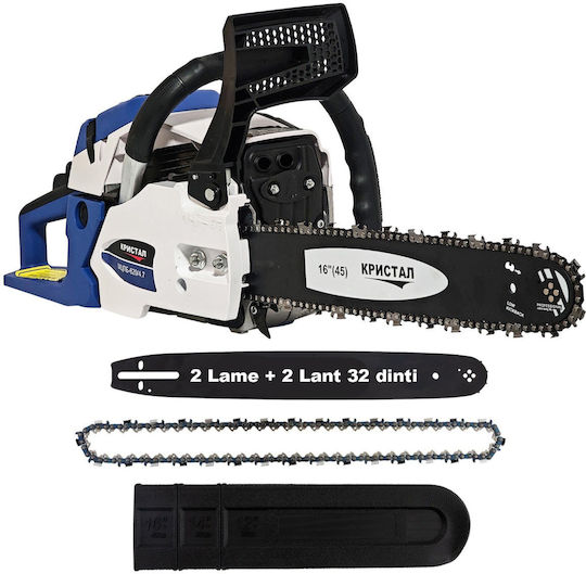 Ddt Kristal Drujba Pe Benzină Motor În Doi Timpi 2 Lame + 2 Lanțuri 7 Cp 58 Cc Lamă 50 Cm Starter Din Magneziu Pornire Ușoară