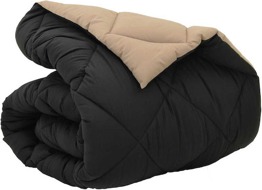 vidaXL Duvet Cover Single 135x200 Μαύρο Και Ταμπά