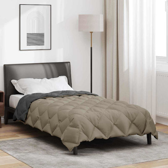 vidaXL Παπλωματοθήκη Μονή 155x200 Ανοιχτό Γκρι, Ανθρακί