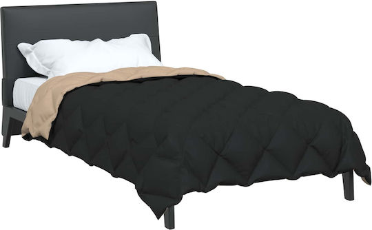 vidaXL Duvet Cover Single 155x220 Black and Tan