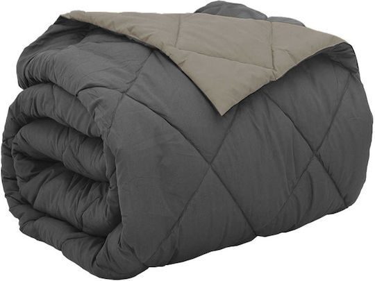 vidaXL Double Blanket 220x200cm Light Gray Charcoal