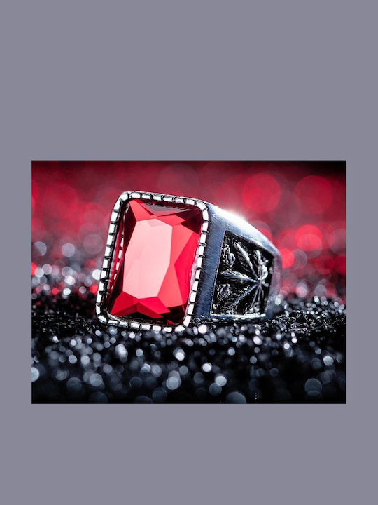 Herren Ring mit Steinen aus Stahl