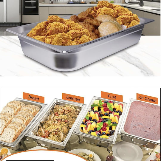Pufo Stainless Steel Gastronorm Tray Food Storage Sauces Ice Cream Ideal Catering Restaurants Fast Food Horeca 53 X 33 Cm