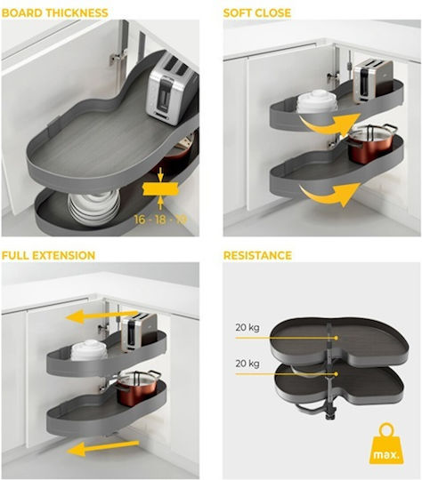 Emuca Closet Mechanism Expanding with Brakes Grey 223-8383135HAR
