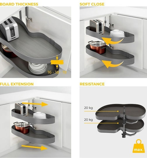 Emuca Closet Mechanism Expanding with Brakes Grey 223-8383135HAR