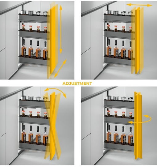 Three-Tier Wagon with Wooden Bottom Emuca Harmony 8382635 Wardrobe Brake 400mm