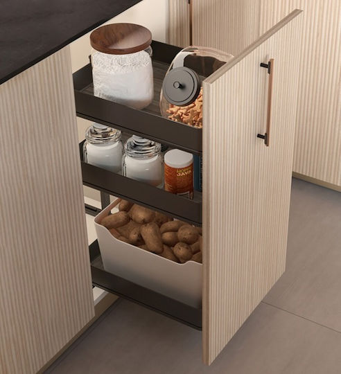 Three-Tier Wagon with Wooden Bottom Emuca Harmony 8382635 Wardrobe Brake 400mm