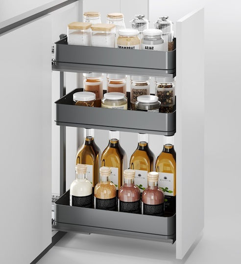 Three-Tier Wagon with Wooden Bottom Emuca Harmony 8382635 Wardrobe Brake 400mm