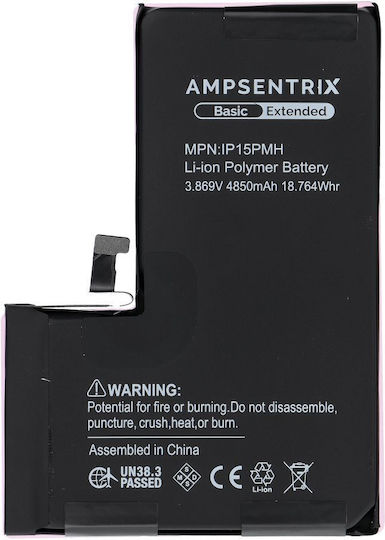Ampsentrix Συμβατή Μπαταρία Αντικατάστασης 4850mAh για iPhone 15 Pro Max
