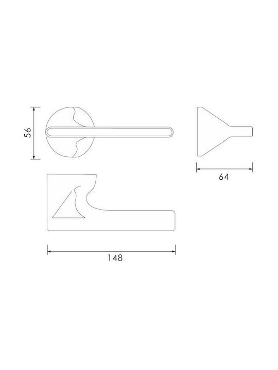 Yalis Design Lever Middle Door with Rosette Pair Black