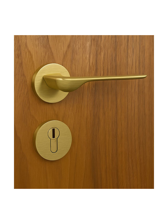 Yalis Design Lever Middle Door with Rosette Pair Bronze