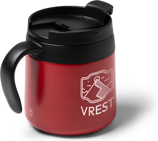 Vake Mug Metallic with Lid Red 350ml