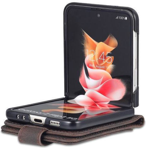 Azns Dream Ii Skin Feel Book Synthetic Leather / Silicone Brown (Galaxy Z Flip3)