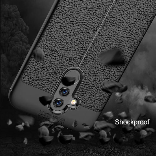 Litchi Texture Back Cover Silicone Waterproof Black (Honor 20 Lite)