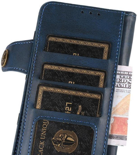 Cowhide Texture Horizontal Buchen Sie Leder Blau (Moto G50)