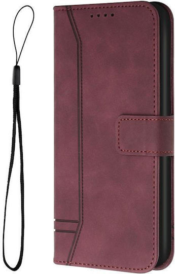 Retro Skin Feel Horizontal Book Silicone / Synthetic Leather / Leather Burgundy (TCL 20 Pro 5G)