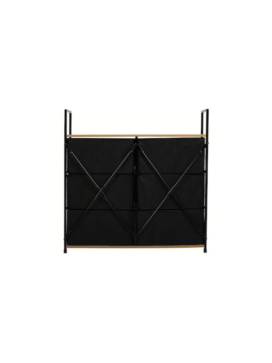 Kommode für Schlafzimmer aus Holz & Metall mit 6 Schubladen Eiche Schwarz mit Stoffüberzug 80,1x23,5x80cm
