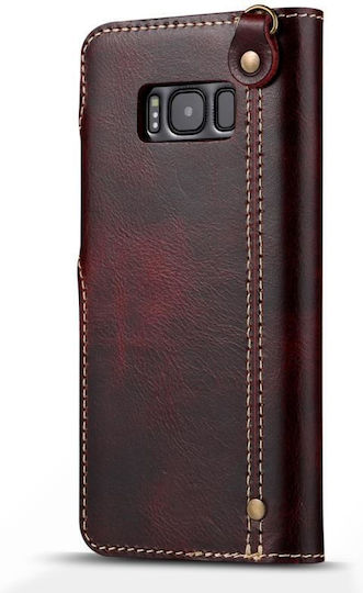 Oil Wax Cowhide Magnetisch Buchen Sie Leder Rot (Galaxy S8+)