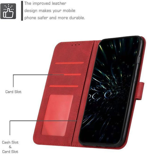 5g Stitching Umschlag Rückseite Leder / Silikon Rot (Moto G50)