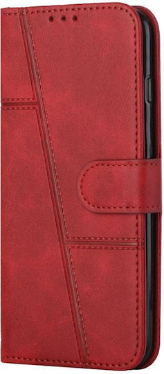 5g Stitching Umschlag Rückseite Leder / Silikon Rot (Moto G50)