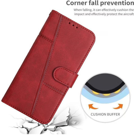 5g Stitching Umschlag Rückseite Leder / Silikon Rot (Moto G50)