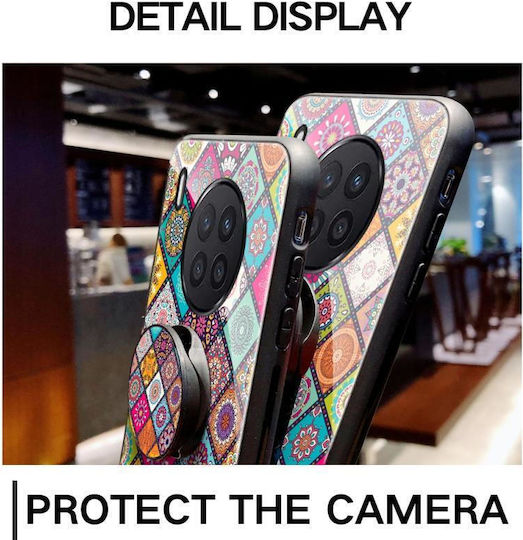 Painted Ethnic Pattern Back Cover Tempered Glass / Silicone with Strap Magnetic Multicolour (Huawei Nova 8i)