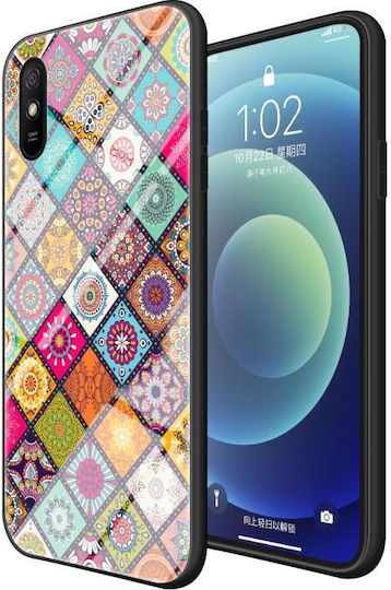 Painted Ethnic Pattern Back Cover Tempered Glass / Silicone with Strap Magnetic Multicolour (Redmi 9A / 9AT)
