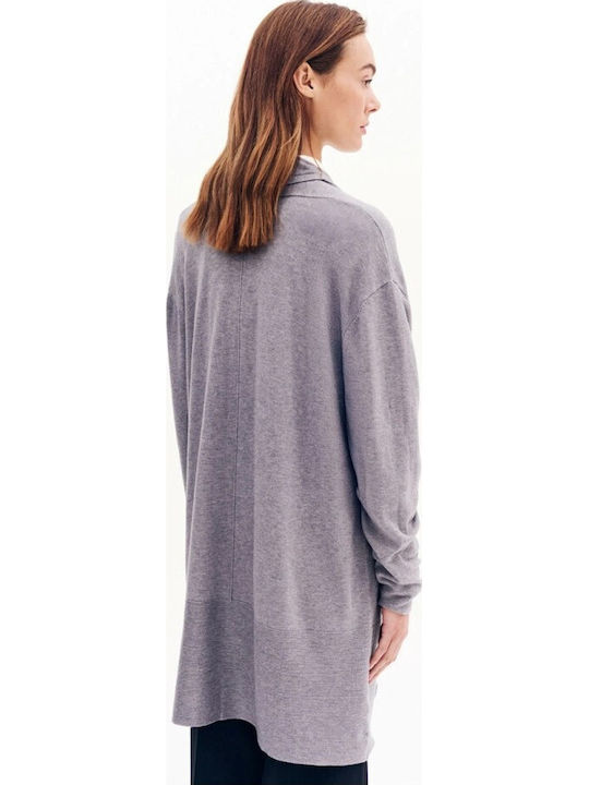 Lange Gestrickte Damen Strickjacke Grau