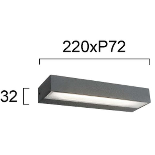 Viokef Tech Επιτοίχιο Εξωτερικό Σποτ LED IP54 12W με Θερμό Λευκό Φως 22x3.2εκ.