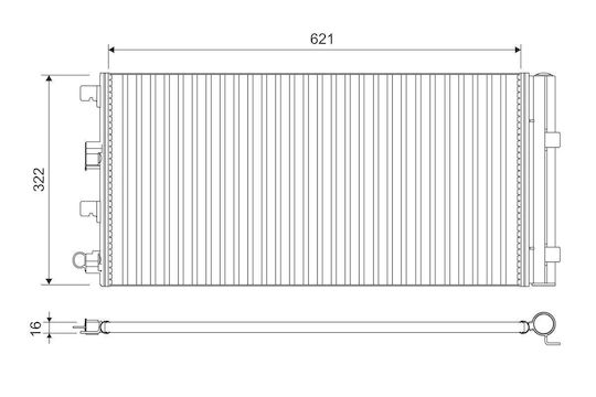 Valeo Air Conditioning Condenser Dacia Duster 1.5 Hdi Aluminum Height 621mm Width 322mm Thickness 16mm R134a Refrigerant
