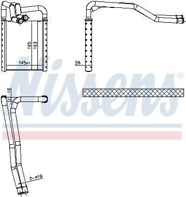 Heater Heat Exchanger Cabin Aluminum Hyundai I20 I 1.1d-1.6d 08.08-12.15 Height 145mm Width 195mm Thickness 16mm Nissens
