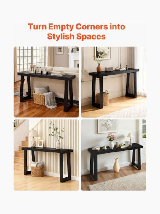 Wooden Console Table Black L140xW30.5xH55.1cm