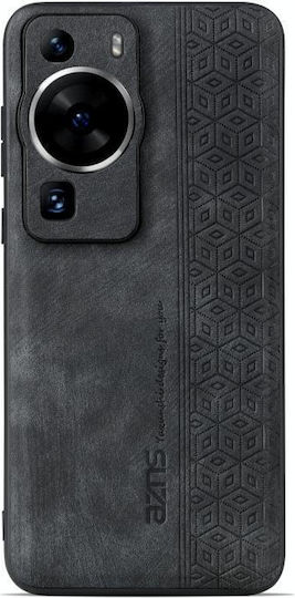 Azns 3d Embossed Skin Feel Umschlag Rückseite Silikon / Leder Schwarz (Huawei P60)