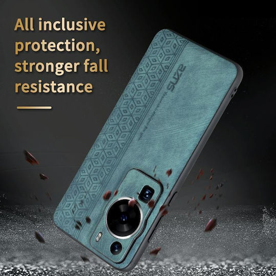 Azns 3d Embossed Skin Feel Umschlag Rückseite Silikon / Leder Schwarz (Huawei P60)
