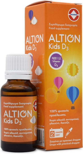 Altion Kids D3 Drops Βιταμίνη για Ενίσχυση του Ανοσοποιητικού & την Υγεία των Οστών 400iu 20ml