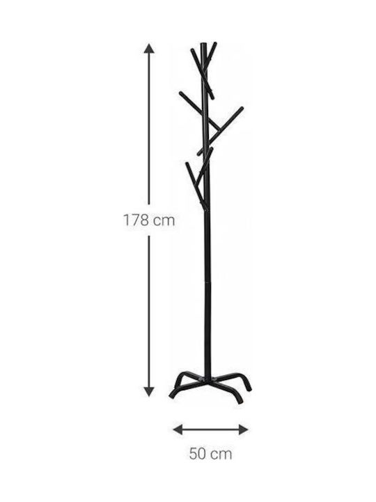 Polihome Metallic Coat Rack Black Eiridmauro 50x50x178cm