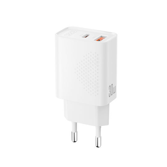 XO Încărcător Fără Cablu cu Port USB-A și Port USB-C 30W Power Delivery Alb (L163)