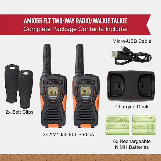 Cobra AM1055 Walkie Talkie με Μονόχρωμη Οθόνη Σετ 2τμχ