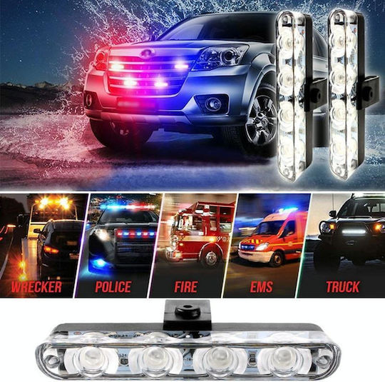 4 in 1 Car 16LEDs Grille Flash Lights Warning Lights Wireless Remote Control Red Blue