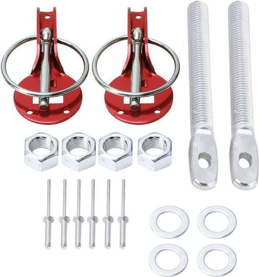 A Pair Universal Automobile Engine Cover Lock Carbon Fiber Hood Lock Car Modification Cover Lock Pull-type Engine Cover Lock Mount Bonnet Hood Pins Lock For Car Modification(red)