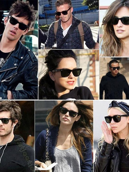 Unisex Γυαλιά Ηλίου με Μαύρο Σκελετό και Μαύρο Φακό S-OG-0861
