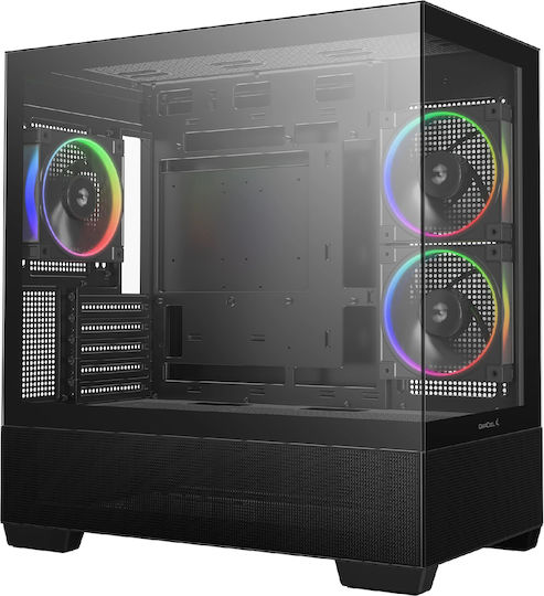CG380 3F Gaming Midi Tower Computer Case with Side Window and ARGB Lighting Black