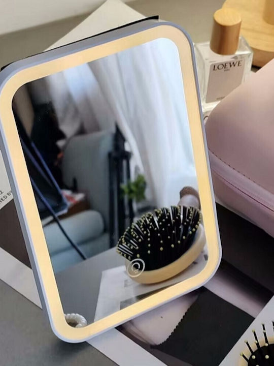 Husă Cosmetice de Călătorie cu Oglindă Led Touch Roz